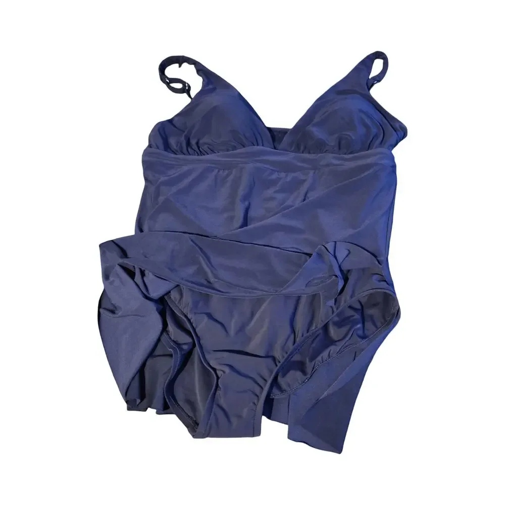 Aqua Green Swim Navy Blue Swimsuit Dress‎ Size: XL
